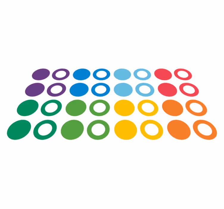 Geometric vinyl rug in rainbow color circles - TenStickers