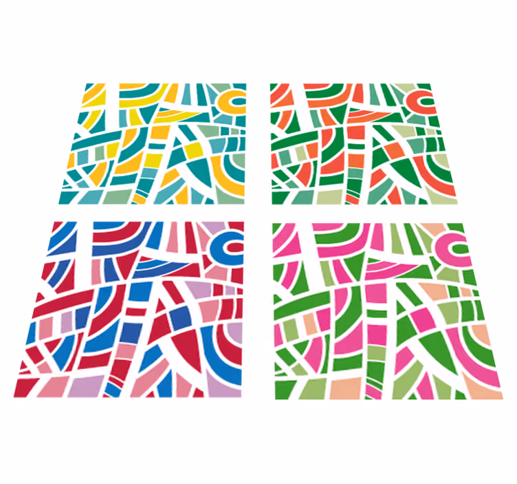 Geometric vinyl rug with multicolored tiles - TenStickers