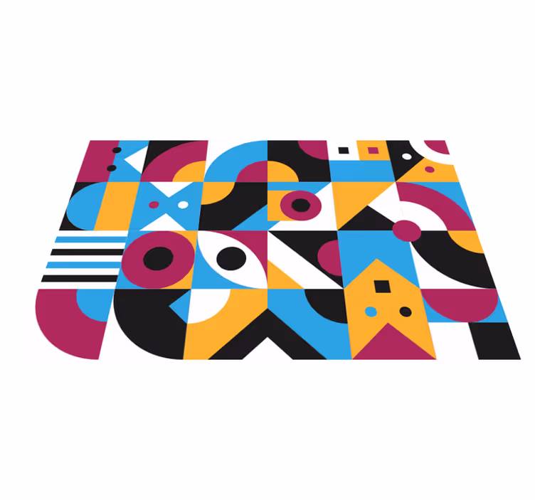 Geometric vinyl rug in colored geometric shapes - TenStickers
