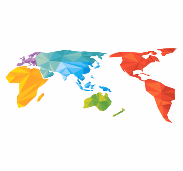Geometric vinyl rug world map design - TenStickers