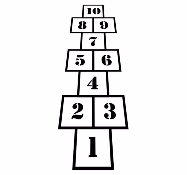 Kids vinyl rug black and white hopscotch design - TenStickers