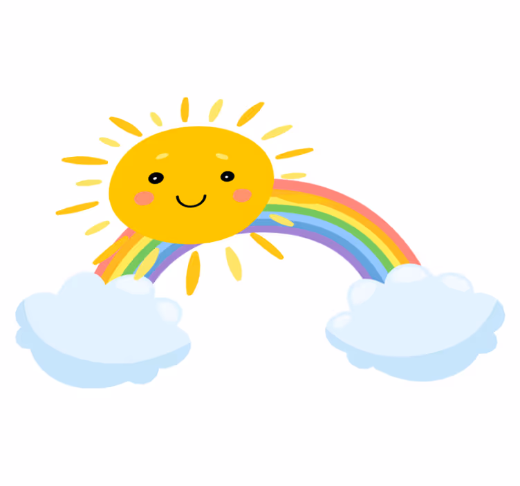 Kids vinyl rug with sky cartoon sun and rainbow - TenStickers
