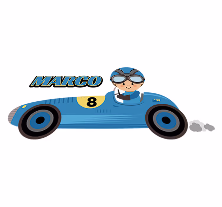 Kids vinyl rug featuring a personalized f1 car - TenStickers