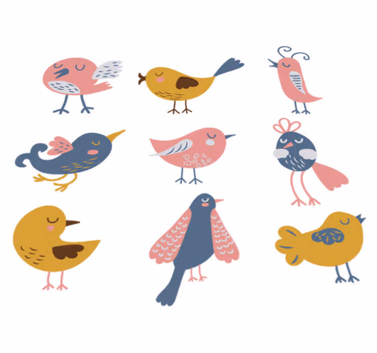 Kids vinyl rug nine bird sticker decoration - TenStickers