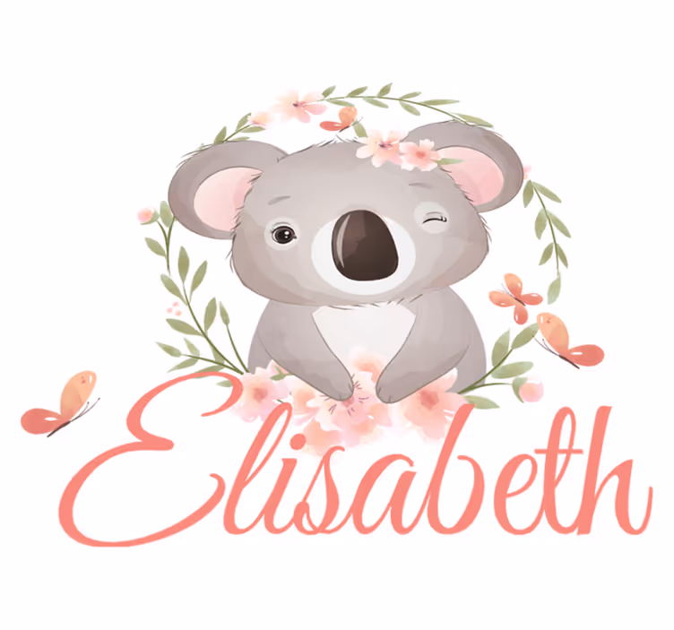 Kids vinyl rug cute animals koala with name - TenStickers