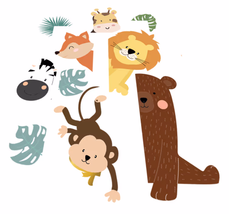 Kids vinyl rug featuring animals at the door - TenStickers