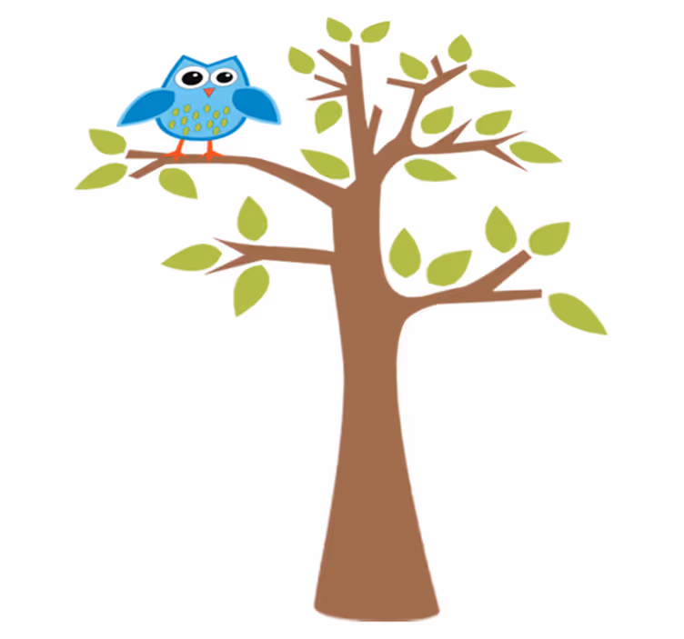 Kids vinyl rug featuring a tree with a blue owl - TenStickers