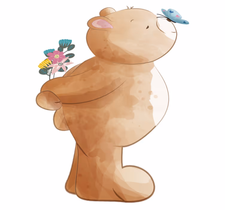 Kids vinyl rug with bear and butterfly sticker - TenStickers