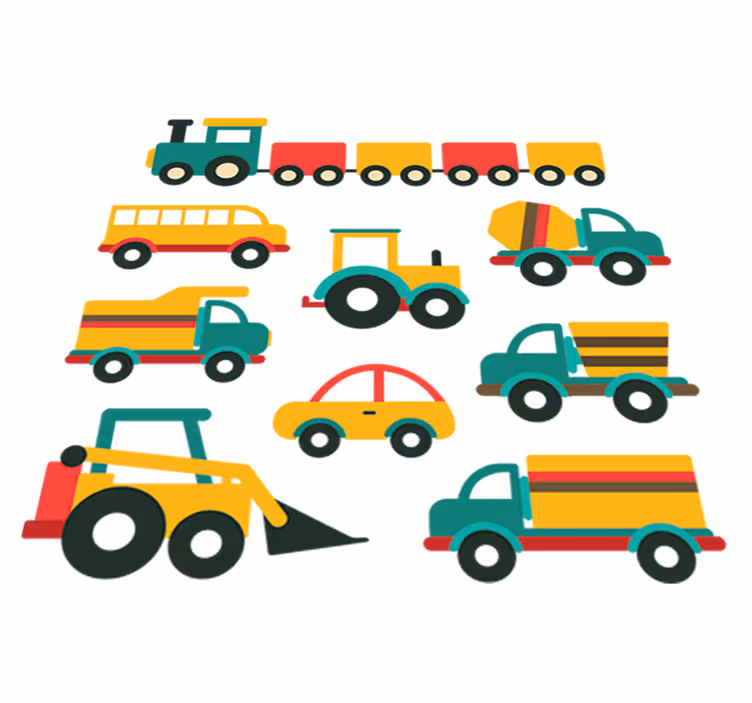Colorful vehicles kids vinyl rug - TenStickers