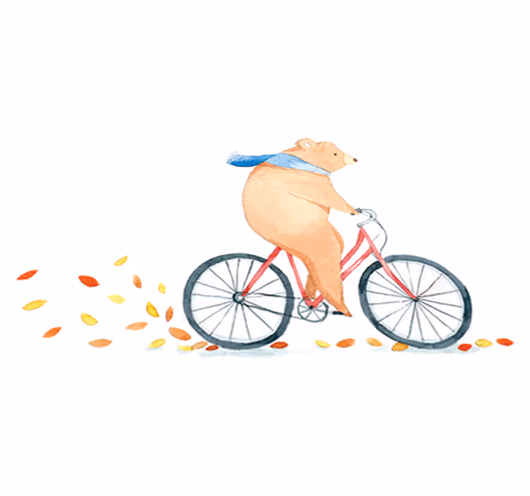 Kids vinyl rug bear on a bike design - TenStickers