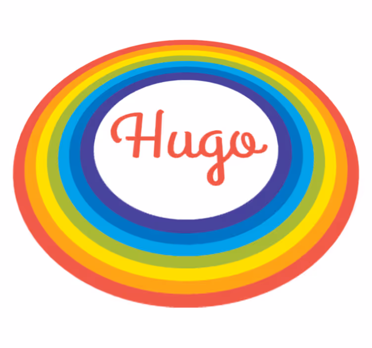 Kids vinyl rug with personalized rainbow circle - TenStickers