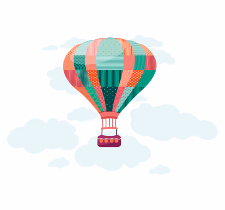 Kids vinyl rug with patchwork hot air balloon - TenStickers