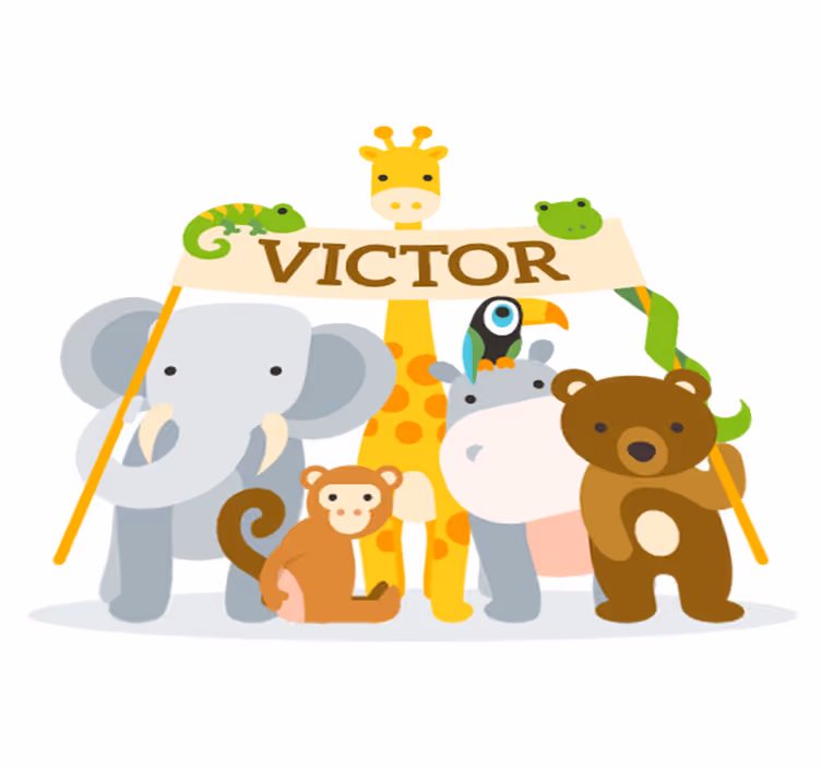 Kids vinyl rug featuring personalized animal friends - TenStickers
