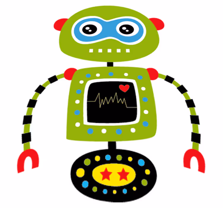 Kids vinyl rug featuring a green robot design - TenStickers
