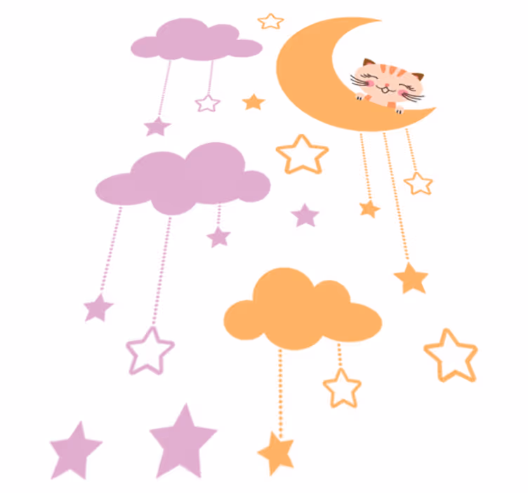 Kids vinyl rug moon cat sticker - TenStickers