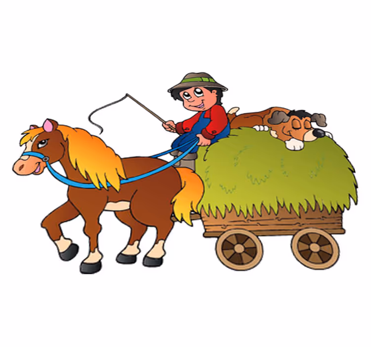 Kids vinyl rug rocking horse with cart - TenStickers