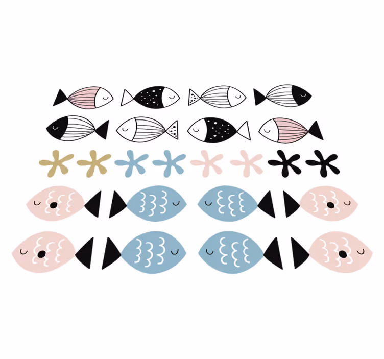 Kids vinyl rug with textured fish - TenStickers