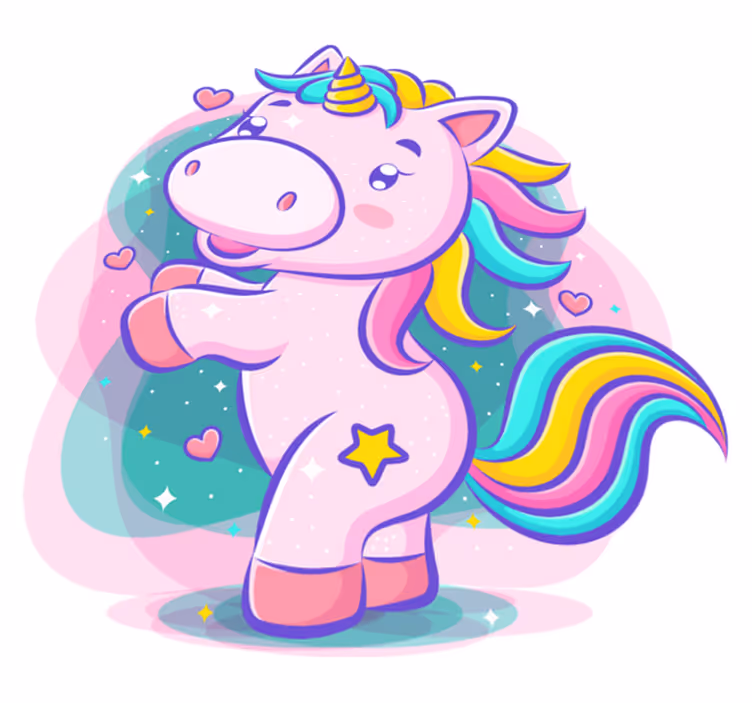 Kids vinyl rug with colorful smiling unicorn - TenStickers