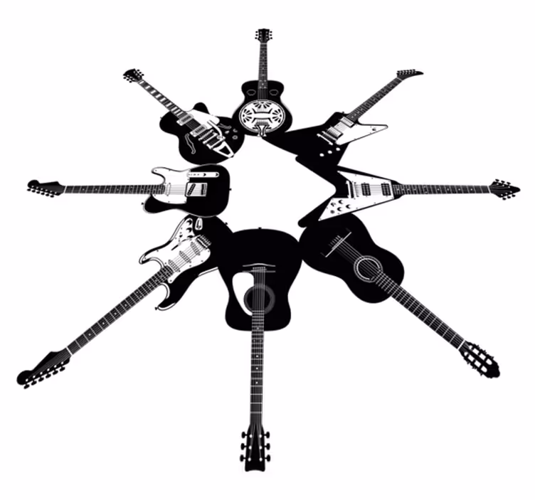 Bedroom vinyl rug with guitars in a circle - TenStickers