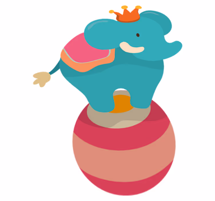 Kids vinyl rug balancing elephant design - TenStickers