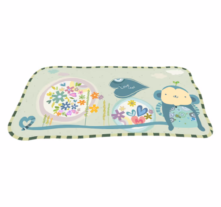 Kids vinyl rug framed monkey print - TenStickers