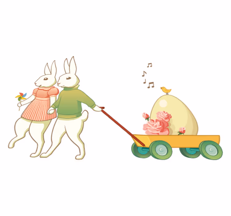Kids vinyl rug with easter bunnies - TenStickers