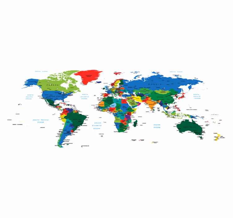 World map vinyl rug colorful world map vinyl - TenStickers