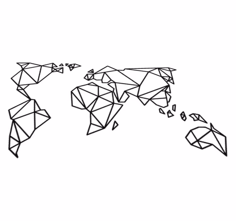 World map vinyl rug origami decorative vinyl - TenStickers