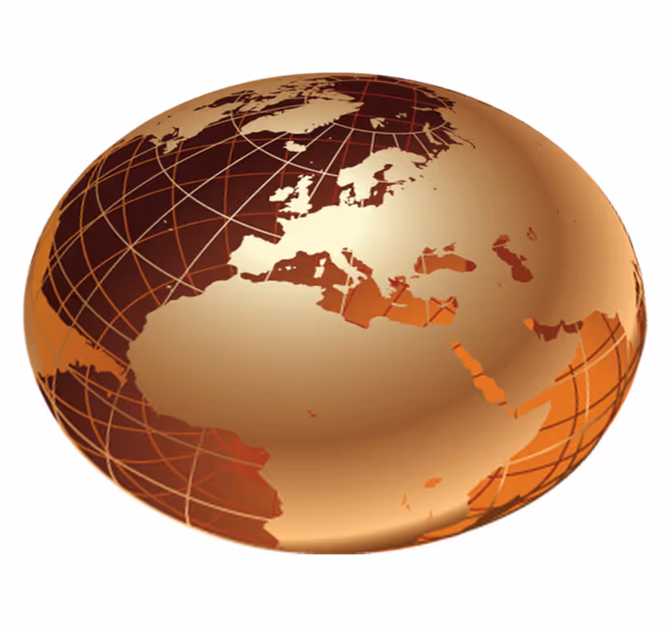 World map vinyl rug golden world map europe - TenStickers