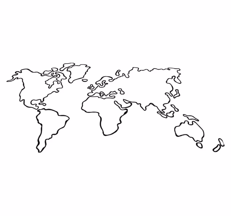 World map vinyl rug in monochrome political design - TenStickers
