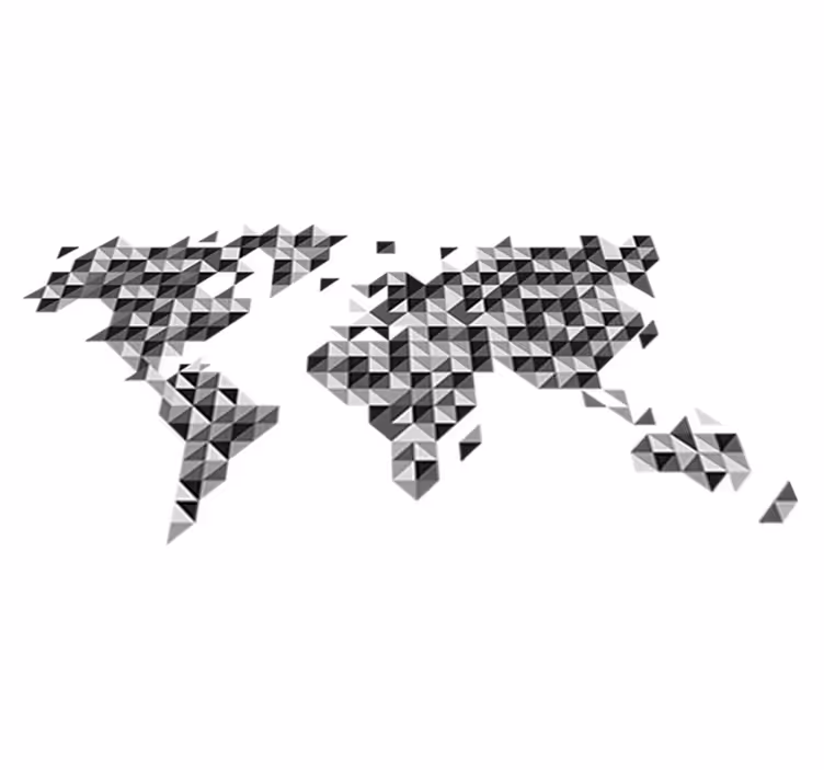 World map vinyl rug in grey scale colors - TenStickers
