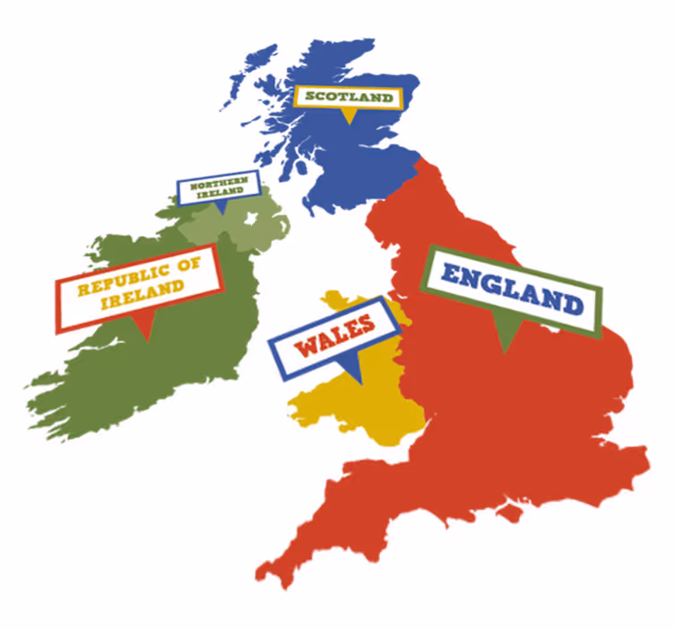 World map vinyl rug colorful united kingdom - TenStickers