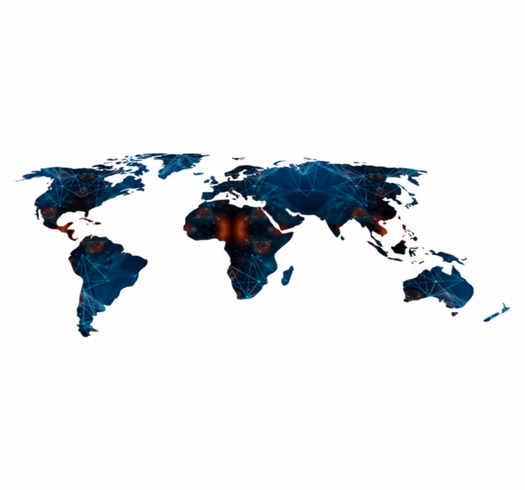 World map vinyl rug geometric world map design - TenStickers