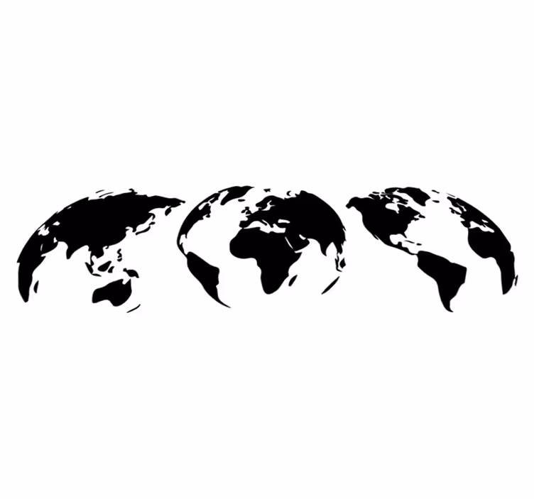 World map vinyl rug featuring 3 continent designs - TenStickers