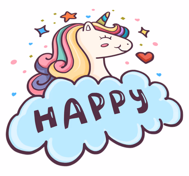 Kids vinyl rug with unicorn head in the cloud - TenStickers