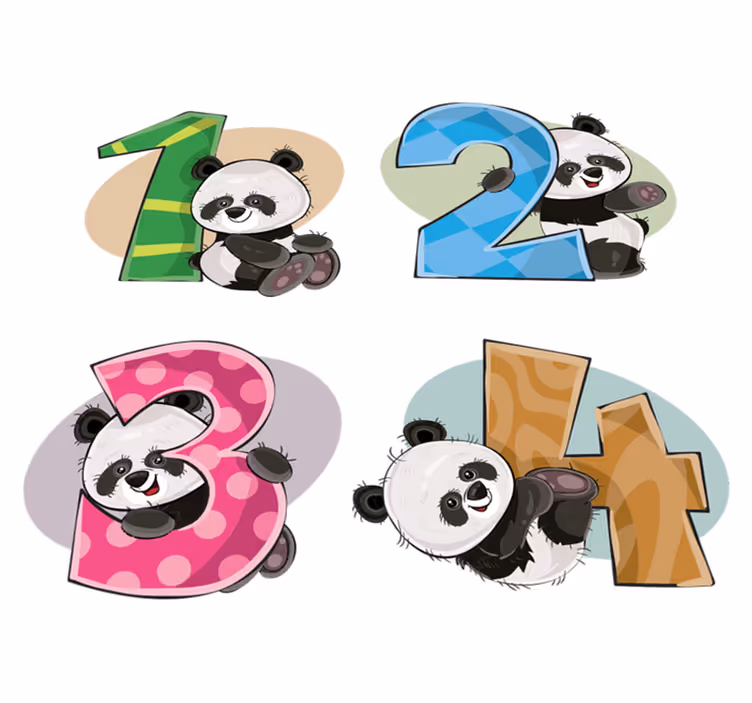 Kids vinyl rug featuring 4 playful pandas - TenStickers