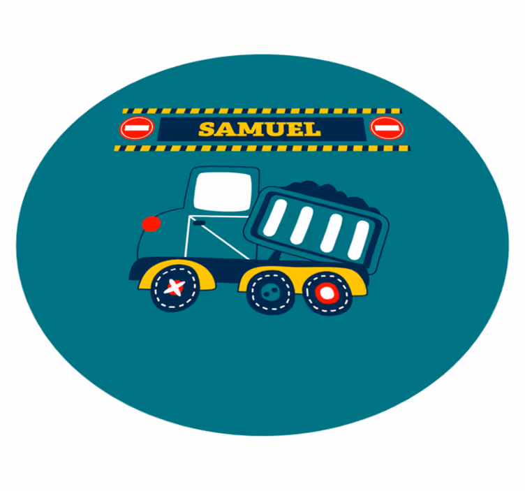 Kids vinyl rug personalised construction truck - TenStickers