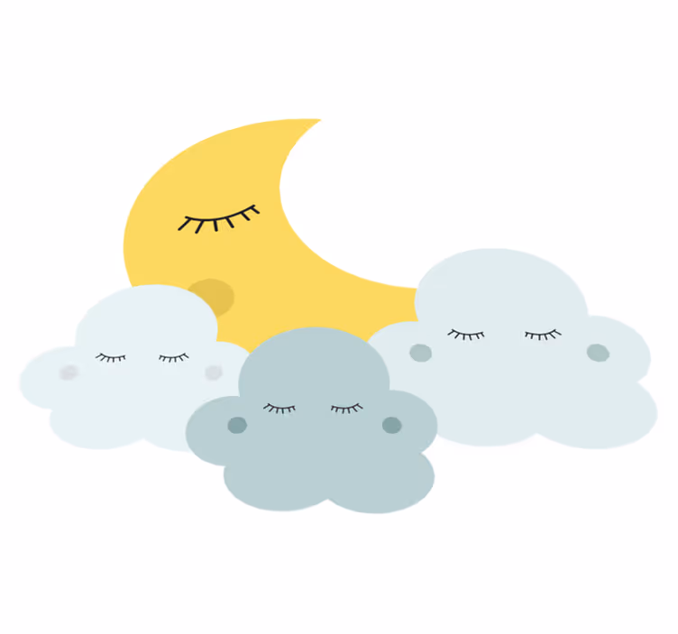 Kids vinyl rug with happy moon and cloud sleeping - TenStickers