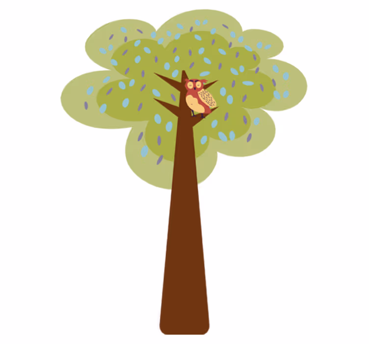 Kids vinyl rug featuring a colorful tree with owl - TenStickers