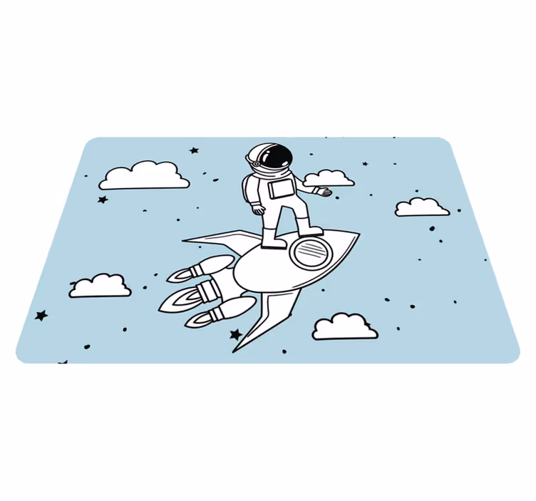 Kids vinyl rug with rocket astronaut and stars - TenStickers