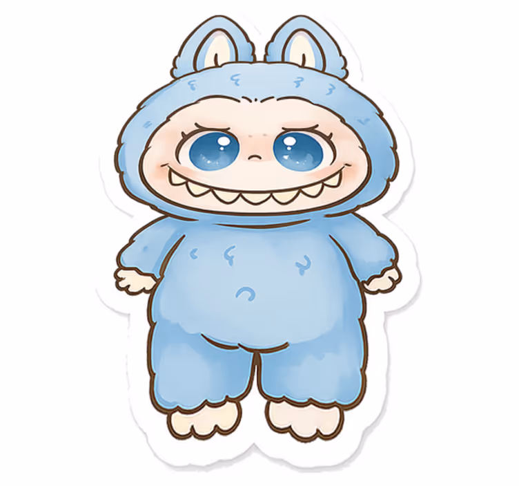 Kids vinyl rug blue monster toy - TenStickers