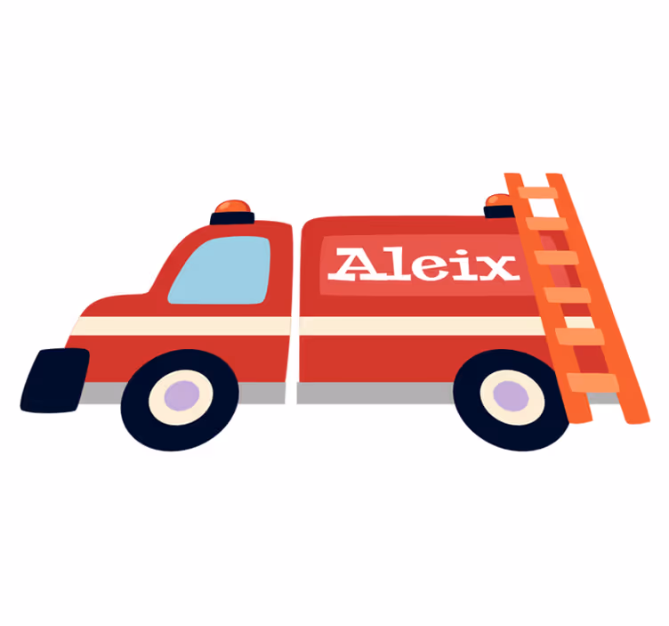 Kids vinyl rug colorful fire truck design - TenStickers