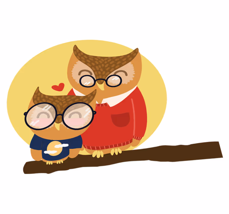 Kids vinyl rug father and son owls - TenStickers