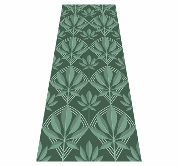 Bathroom vinyl rug art deco small green leaves - TenStickers
