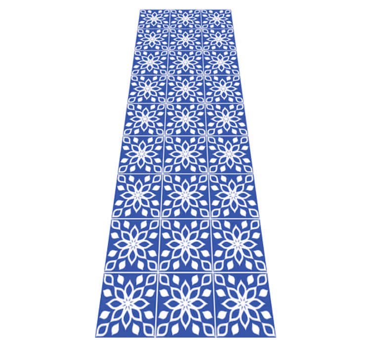 Bathroom vinyl rug in blue southern tile pattern - TenStickers
