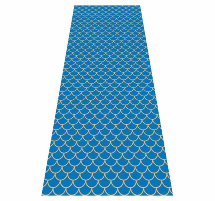Bathroom vinyl rug with blue fish scale design - TenStickers