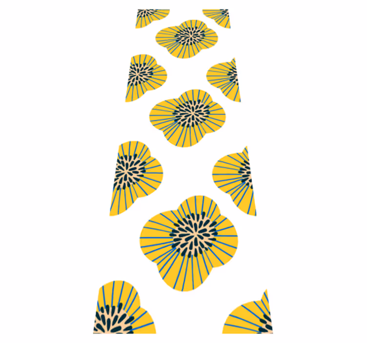 Bathroom vinyl rug with large blue and yellow flower - TenStickers