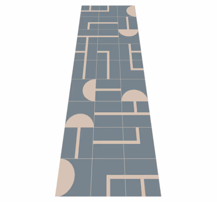 Bathroom vinyl rug in greyish blue geometric design - TenStickers