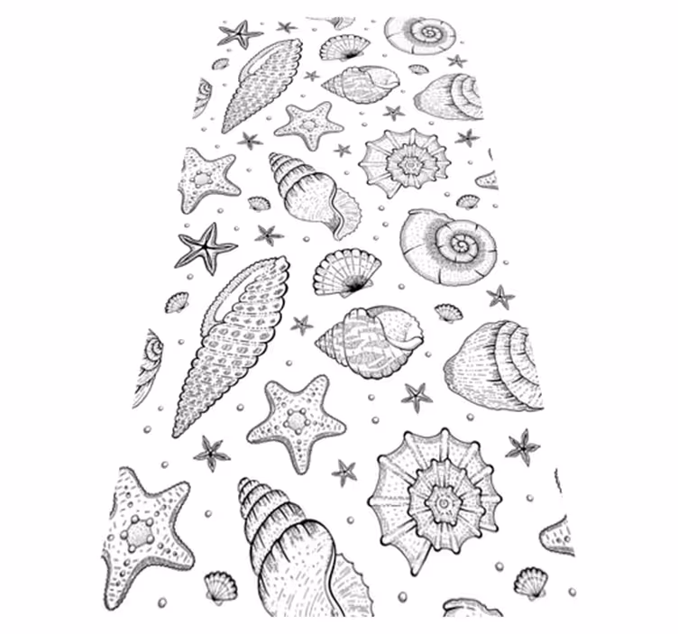 Bathroom vinyl rug with marine life and seashells - TenStickers