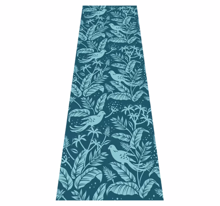 Bathroom vinyl rug with turquoise flying birds - TenStickers